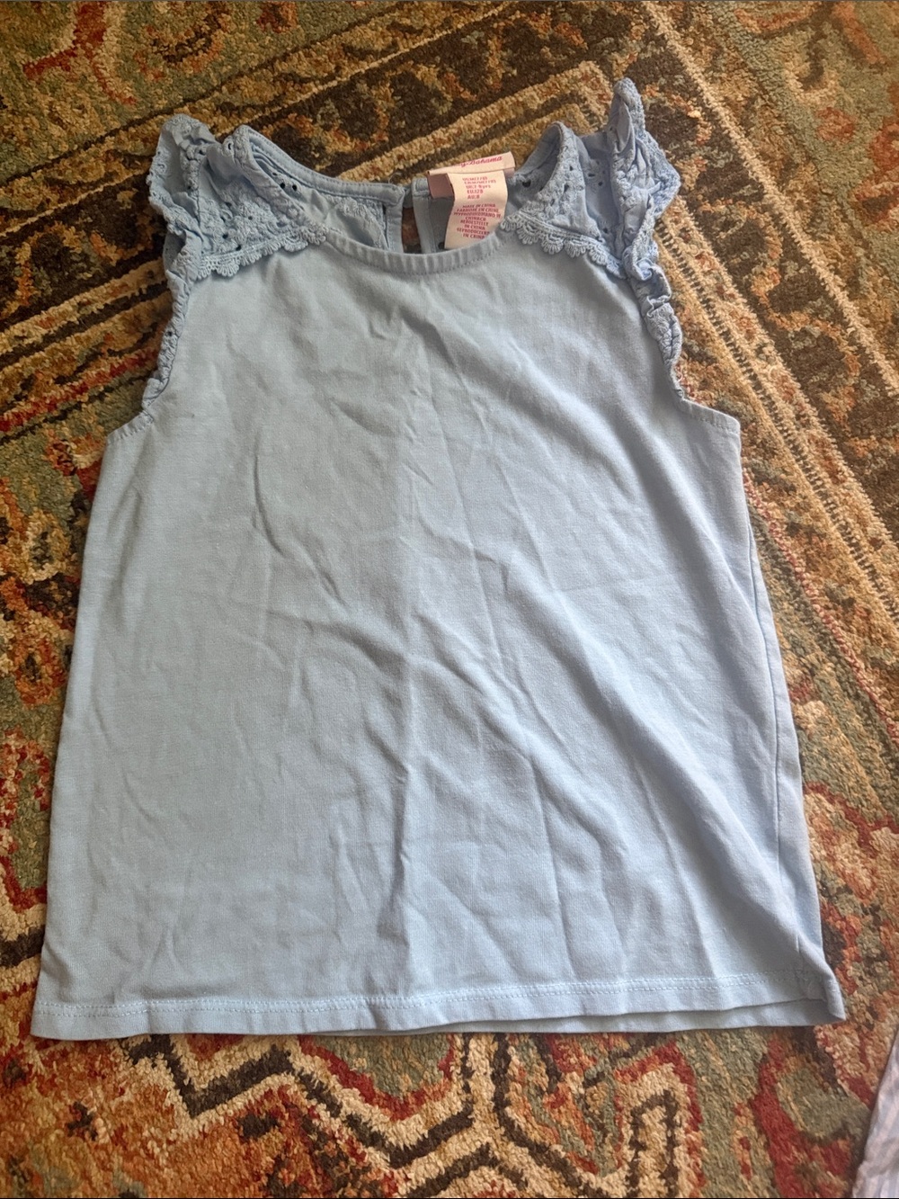 Tommy Bahama Light Blue Lace Cap-Sleeve Tank Top